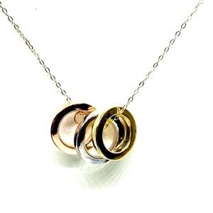 Solid 14K Multi Color 3 Circle Necklace